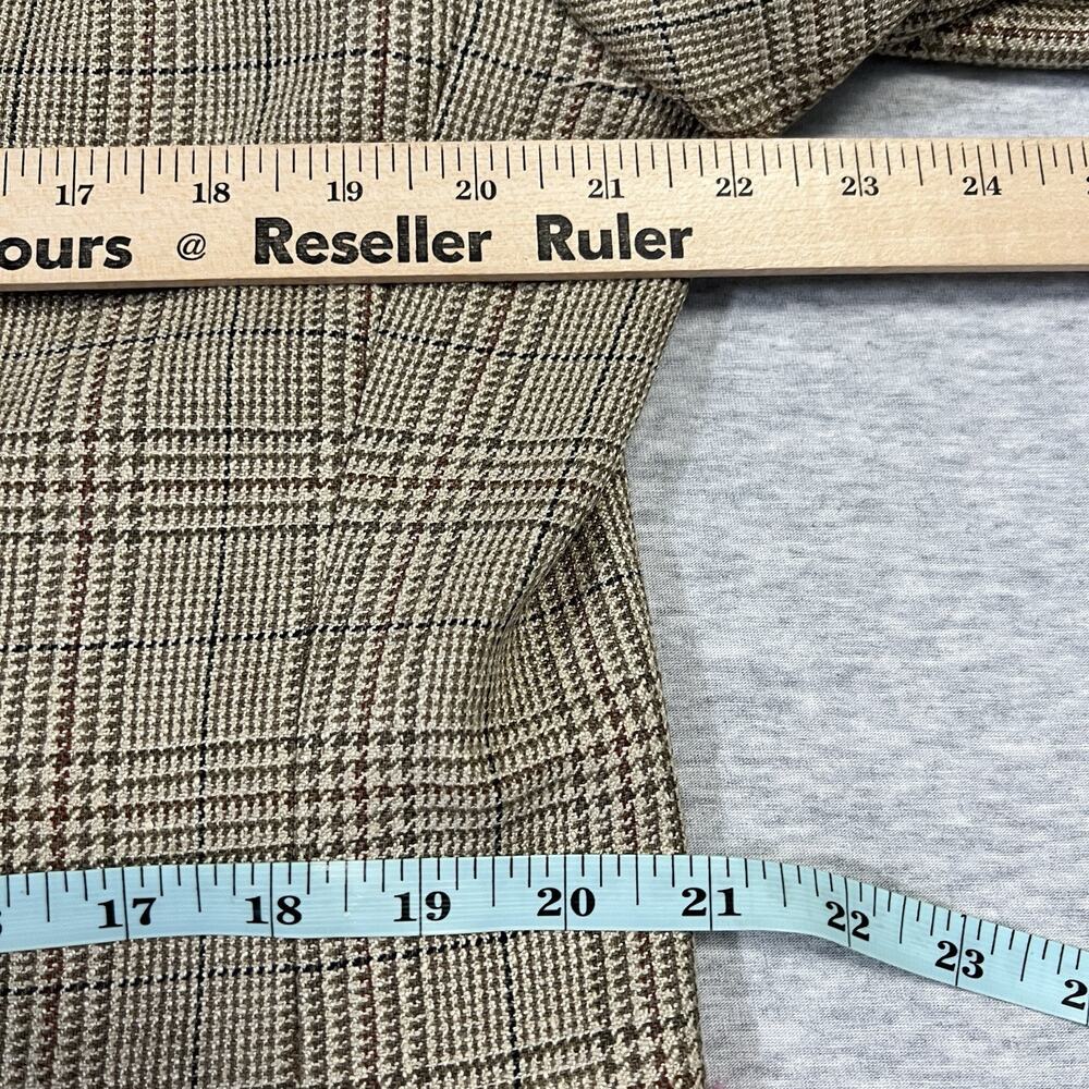 Vintage Bill Blass Glen Check Sports Jacket Blazer Mens 42 Tan Silk Blend - Picture 16 of 16